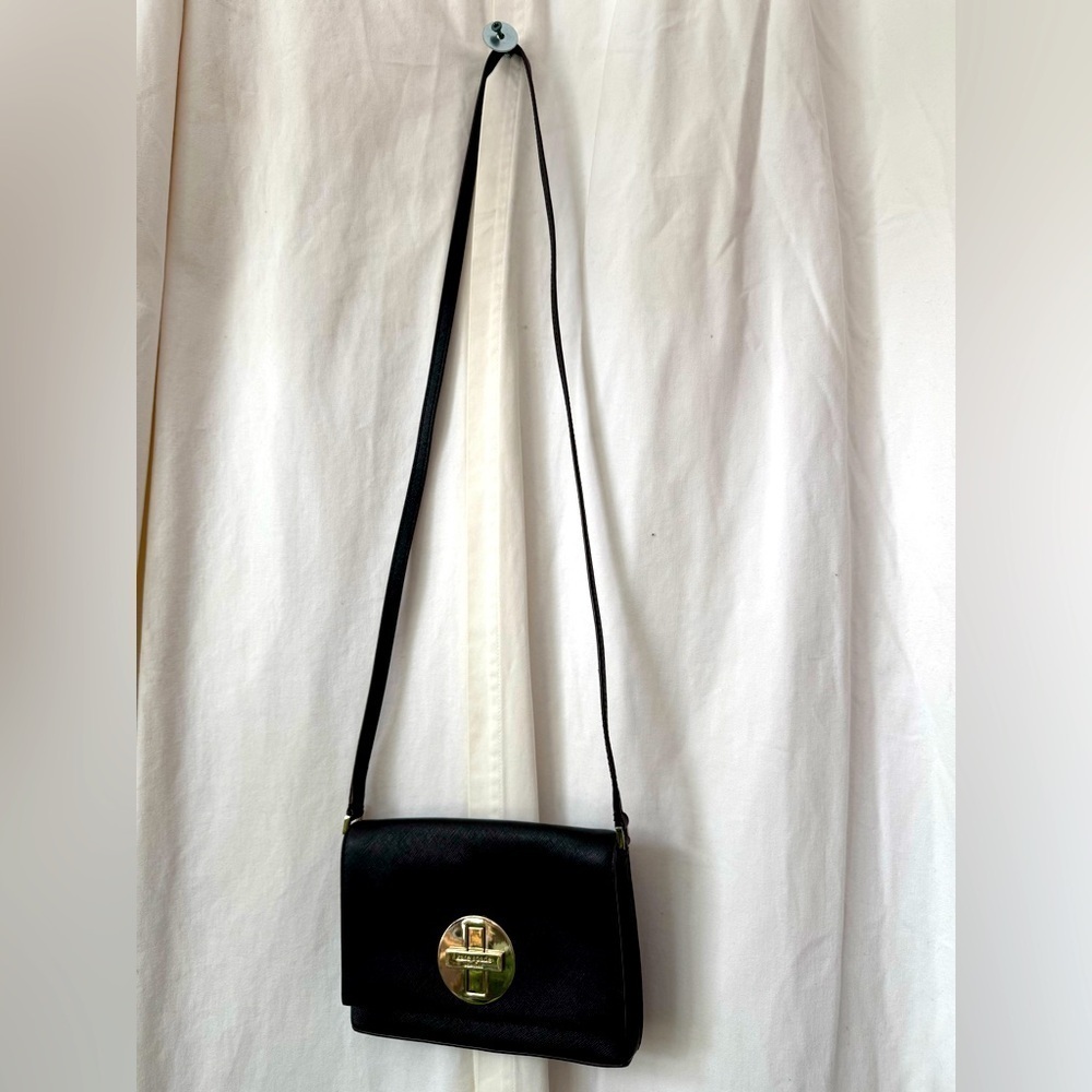 KATE SPADE NEW YORK SAFFIANO LEATHER BLACK CROSSBODY BAG 8x5x1